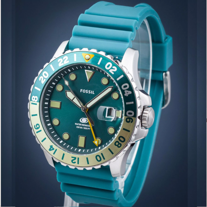 Fossil Blue GMT Men's Selicone Watch